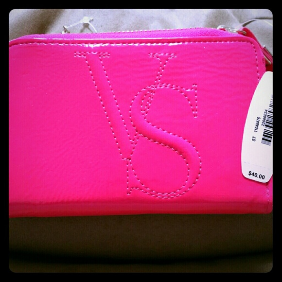 VS hot pink wallet with cross body chain