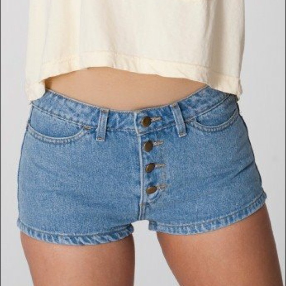 Denim front button shorts american apparel