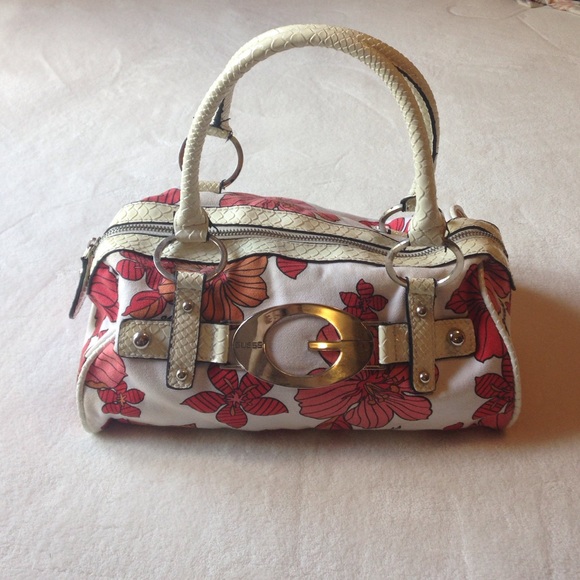 Guess handbag white with flowers