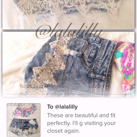 Laced Lined Denim Shorts - Picture 2 of 2