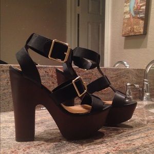 Chunky wooden platform sandals