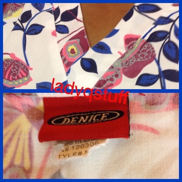 Flowery and Butterfly Scrub Top - Picture 3 of 4