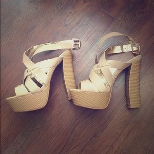 Nude strappy high heels