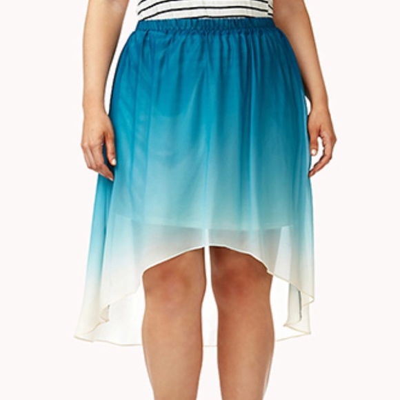 High-low Ombre Blue and White Skirt