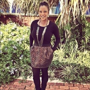 Shimmery black and brown mini skirt