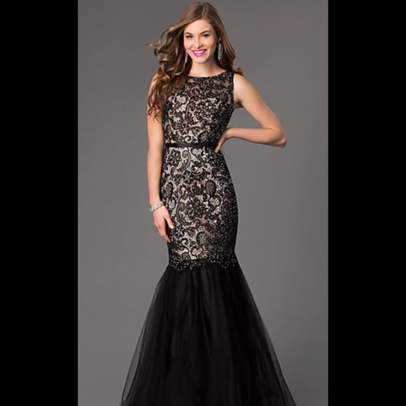 Black Open Back Mermaid Dress