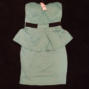 NWT light blue skater bod party strapless dress