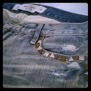 A&F destroyed light skinny jeans