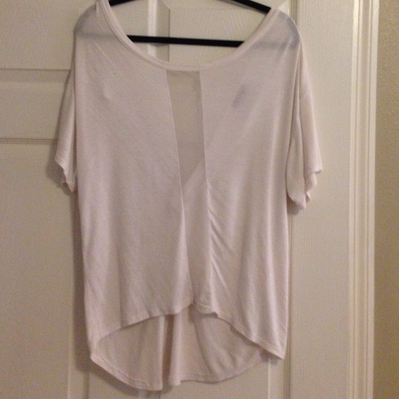 White mesh backless shirt