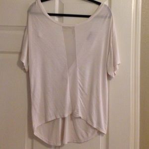 White mesh backless shirt