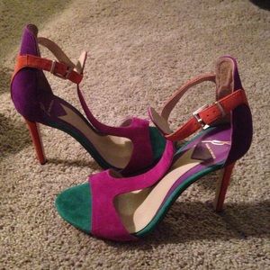 Colorful suede high heels