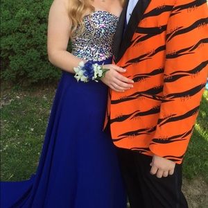 Blue and silver prom dress