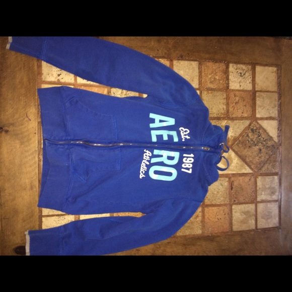 Aeropostale blue zip up sweater with no hood - Picture 1 of 2