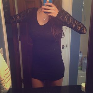 Long sleeve lace fitted dress