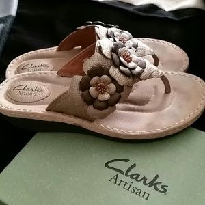 Clarks Artisan slip on sandals Goldtone