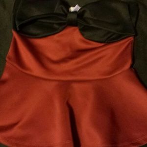 Red and black bow strapless
