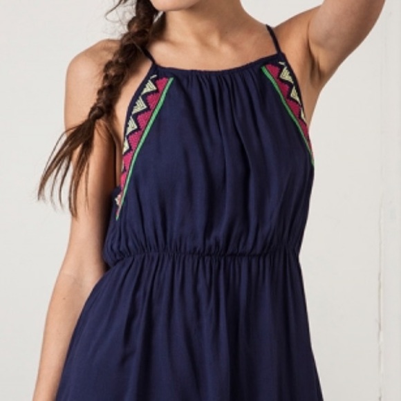 Last 1. Navy Fit and Flare Tank Dress - Picture 2 of 3