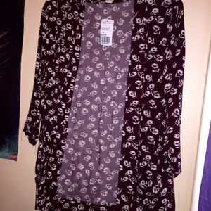 Burgundy floral kimono