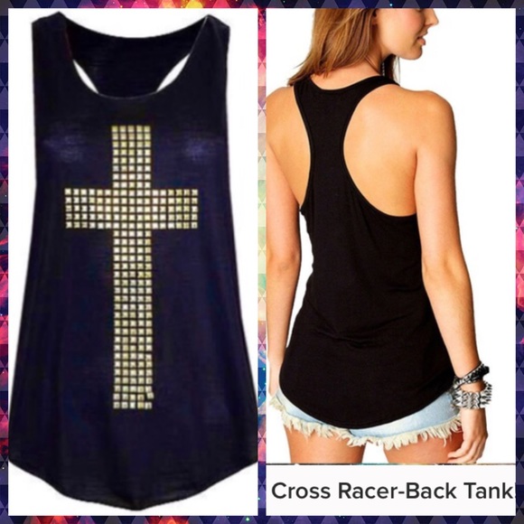 Wear All Tops - ✌️Studded Cross Racer-Back Top!  SALE🎉