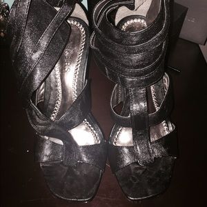 *reduced Black  faux leather Baker sandal
