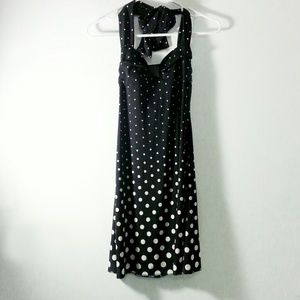 EXPANDING POLKA DOT HALTER DRESS SMALL