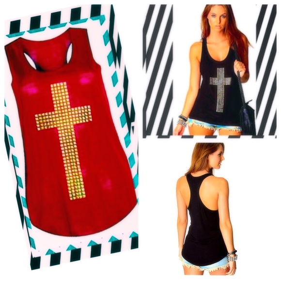 Tops - ✌️Studded Cross Racer-Back Top!💋(Wine)