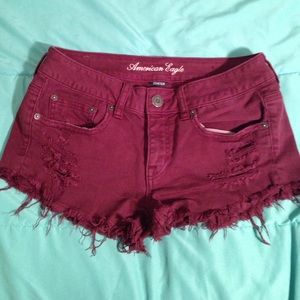 American Eagle Maroon Festival Shortie