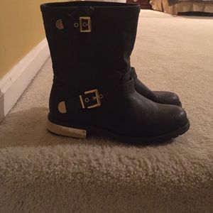 Black & Gold Moto Boot