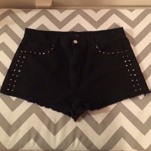Studded Black High Waisted Short Shorts