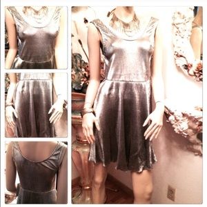 Silver Metallic Skater Dress