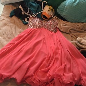 Short bright pink homecoming dress