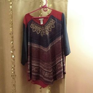 NWT Bohemian Print Top - Size 1X 18/20