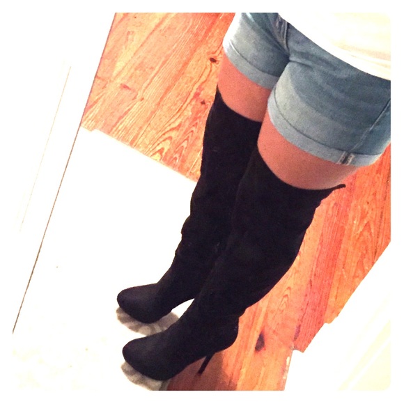 Black stiletto over the knee boots