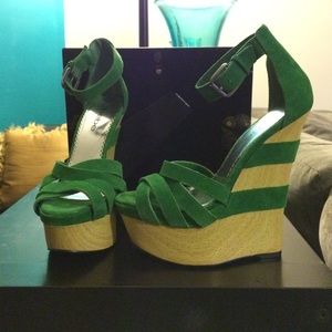 Green Bebe wedges