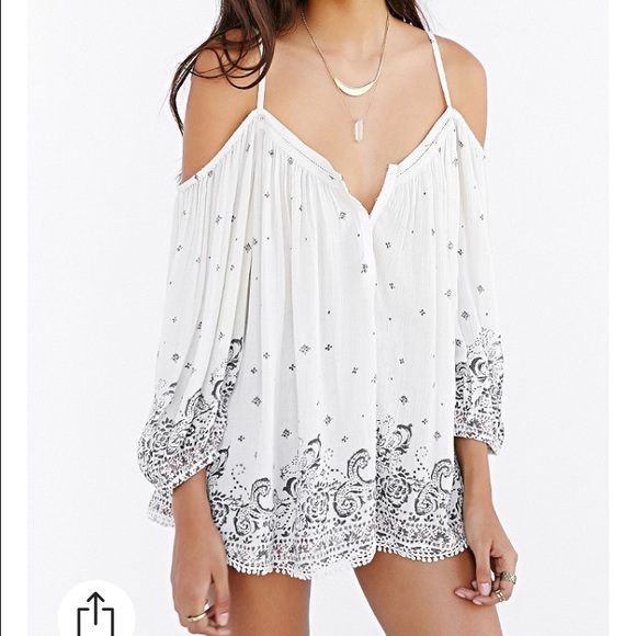 Pom Pom Cold Shoulder Blouse