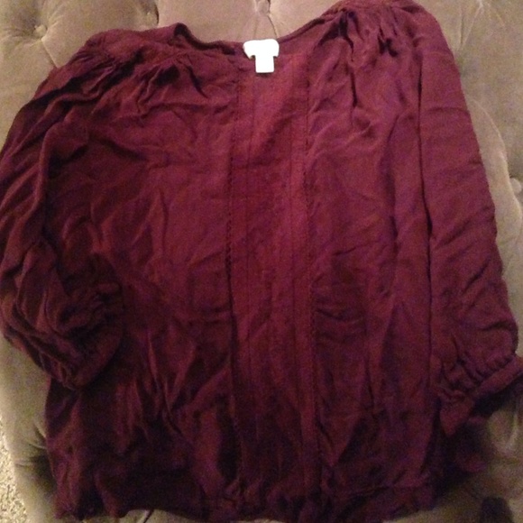 Lucy and Laurel sheer burgandy top - Picture 1 of 2