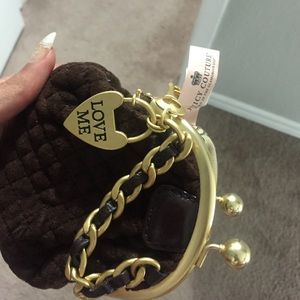 Brown and gold coin purse