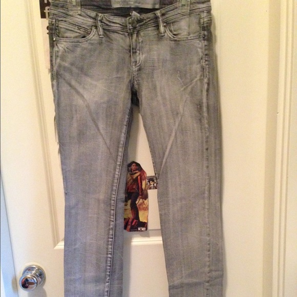Grey washed denim pants