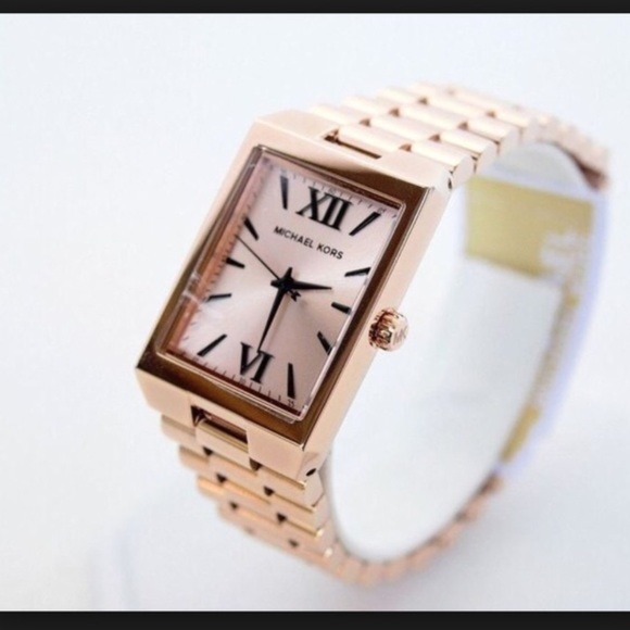 Michael Kors Accessories - Michael Kors rose gold nash rectangle roman watch