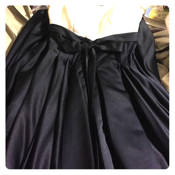 Navy and white formal high-low gown