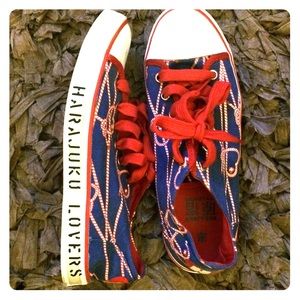 Harajuku Lovers red, white and blue sneakers