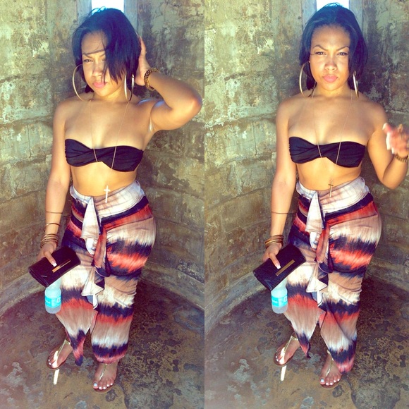 Bodycon earth toned tie-dyed skirt