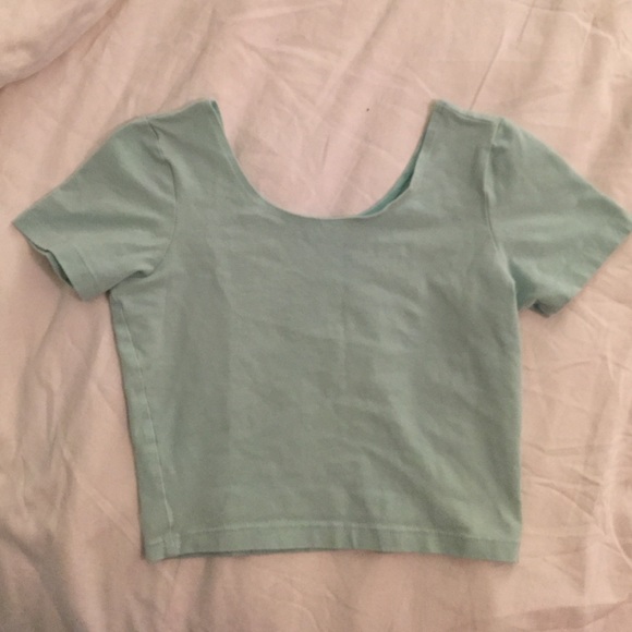 Cotton Spandex Jersey Crop Tee (Menthe color) - Picture 2 of 4