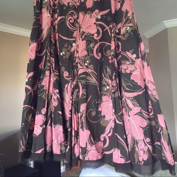 Brown, pink, ivory skirt. Must sell.