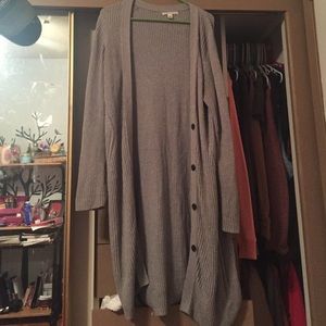Long Grey Thick Cardigan