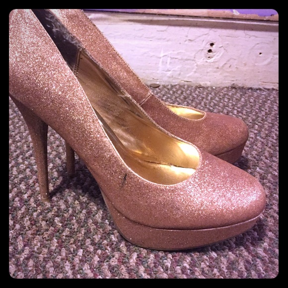 Gold sparkly shoes from Charlotte Russe