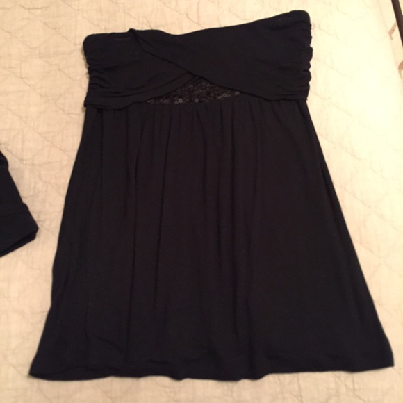 Black strapless top with sequins