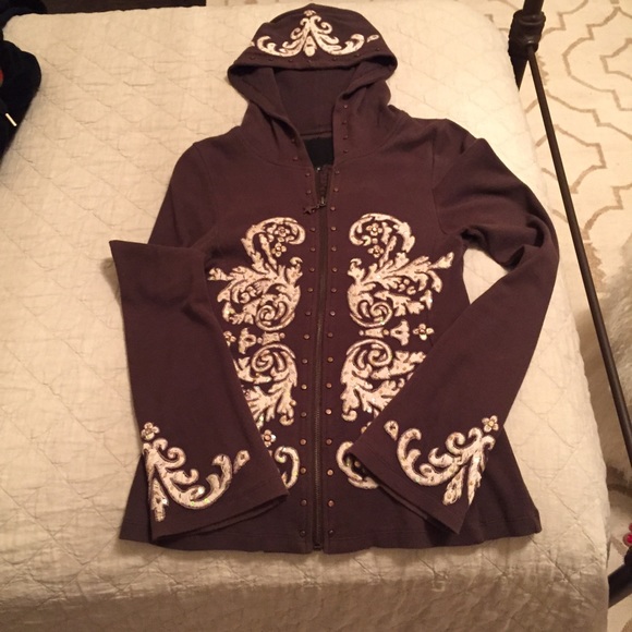 Brown embroidered hoodie