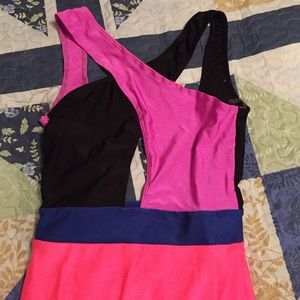 Black, purple, pink and blue dress