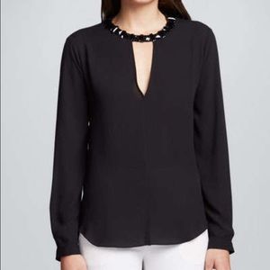BCBGMAXAZRIA Frances Jewel-Neck Blouse